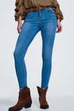 Light Denim Super Skinny Jeans With Cut Off Ankle