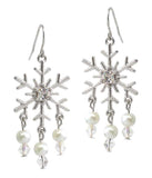 Snowflake Pearl Drop Christmas Earrings