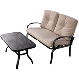 2 Pcs Patio Outdoor Cushioned Coffee Table Seat High Quality Outdoor Furniture Couch Tables and Chairs Patio HW51784