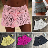 New Sexy Crochet Tassel Beach Skirt Cotton Swimsuit Fused Skirt Casual Beach Running Lace See Through Slim Mini Skirts