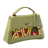 TATI BODUCH Designer Handbag, JASPER Collection, Genuine Leather: Yellow, Knitwear: Green