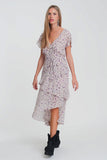 Maxi Dress With Soft Layered Skirt in Pink Flower Print