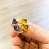 Amethyst and Citrine Double Stone Rings