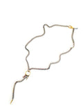 Lariat Necklace With Studs in Silver