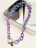 Colorful Rubber Chain With Silver Heart Clasp Necklace