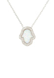 Hamsa Opalite Necklace White Silver