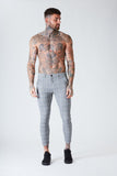 Skinny Cropped Check Trousers - Grey