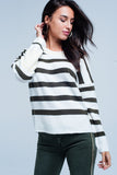 Sweater With Green Stripes and Yellow Detail in Sleeves