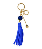 Laconic Style Coruscate Druzy Stone With Suede Tassel Keychain – Dark Blue