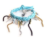 Charm Bracelet With Fringes, Leather and Swarovski Crystals. Boho Chic Bracelet, Boho Chic Jewelry.