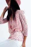 Wrap Polka Dot Chiffon Top in Pink