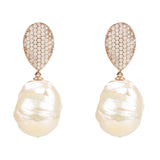 Baroque Pearl Classic  Drop Earrings Rosegold