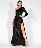 One Shoulder Velvet Dress