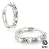 Silver CZ & Amethyst Colour Cartilage Huggie Earring