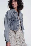 Cropped Denim Jacket in Gray