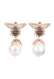 Honey Bee Baroque Pearl Drop Earring Rosegold