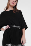 Oversized Black Sweater With Short Sleeves